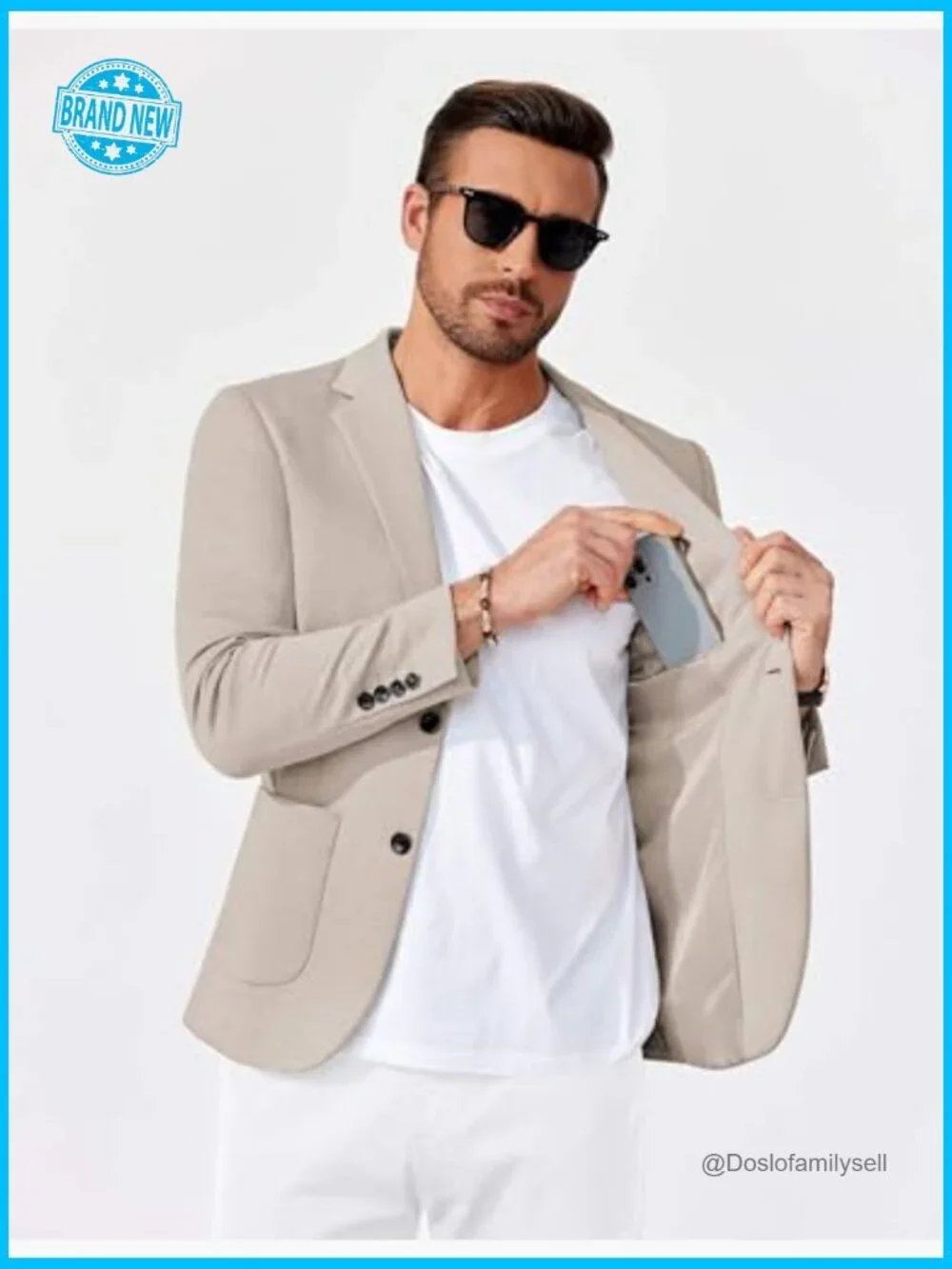 Slim Fit Knit Blazer Casual Sport Coat Stretch Lightweight Two Button Jacket
